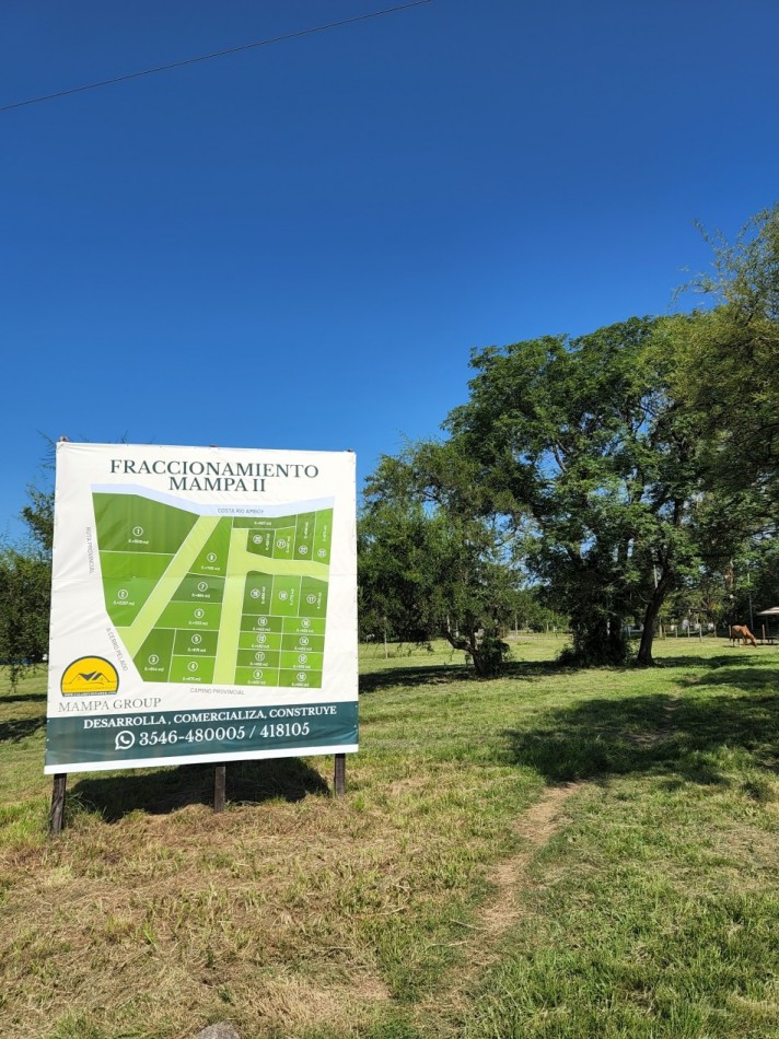 VENTA Excepcional loteo con costa de arroyo en el ingreso al pueblo Villa Amancay Calamuchita