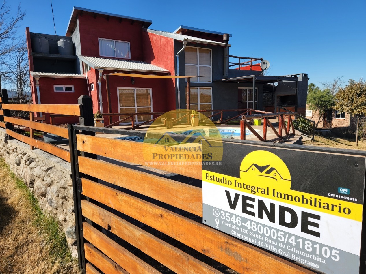 *RETASADA* VENTA CASA CON PISCINA MAS CABAÑA A MTS RIO SANTA ROSA DE CALAMUCHITA